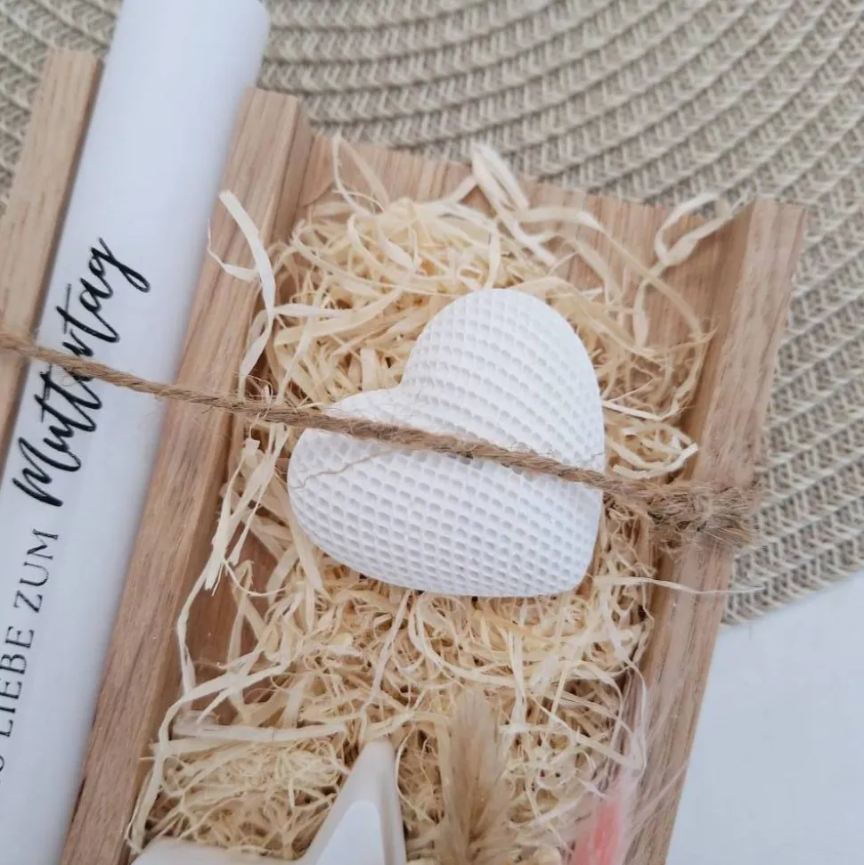 Muttertag Muttertagsgeschenk Dekoherz Kerzenhalter Stern Kerzenset für Mama Geschenkset Stabkerze Kerzenbox Holzbox Mitb
