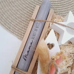Muttertag Muttertagsgeschenk Haus / Lichthaus Kerzenhalter Stern Kerzenset für Mama Geschenkset Stabkerze Kerzenbox Holz
