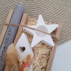 Muttertag Muttertagsgeschenk Haus / Lichthaus Kerzenhalter Stern Kerzenset für Mama Geschenkset Stabkerze Kerzenbox Holz