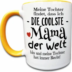 Muttertag Tasse mit Spruch, Coolste Mama der Welt, Geschenk von Tochter für Mutter, Muttertagsgeschenk, Geburtstagsgeschenk Mama