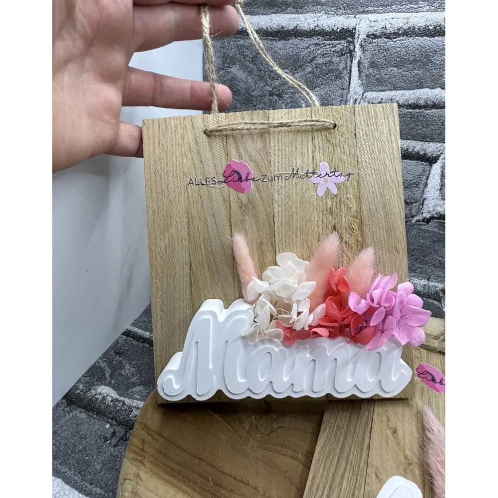 Muttertags Geschenk I Mama I Klötzchen I Trockenblumen I Dekoration I Handgemacht