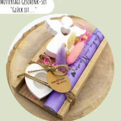 Muttertags Geschenk-Set „Glück ist…“ mit einer Kerze | Muttertag | Geschenkidee | Geschenkset | Aufmerksamkeit |
