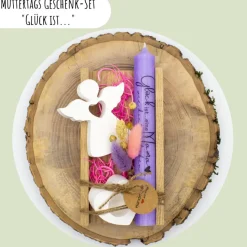 Muttertags Geschenk-Set „Glück ist…“ mit einer Kerze | Muttertag | Geschenkidee | Geschenkset | Aufmerksamkeit |
