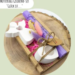 Muttertags Geschenk-Set „Glück ist…“ mit einer Kerze | Muttertag | Geschenkidee | Geschenkset | Aufmerksamkeit |