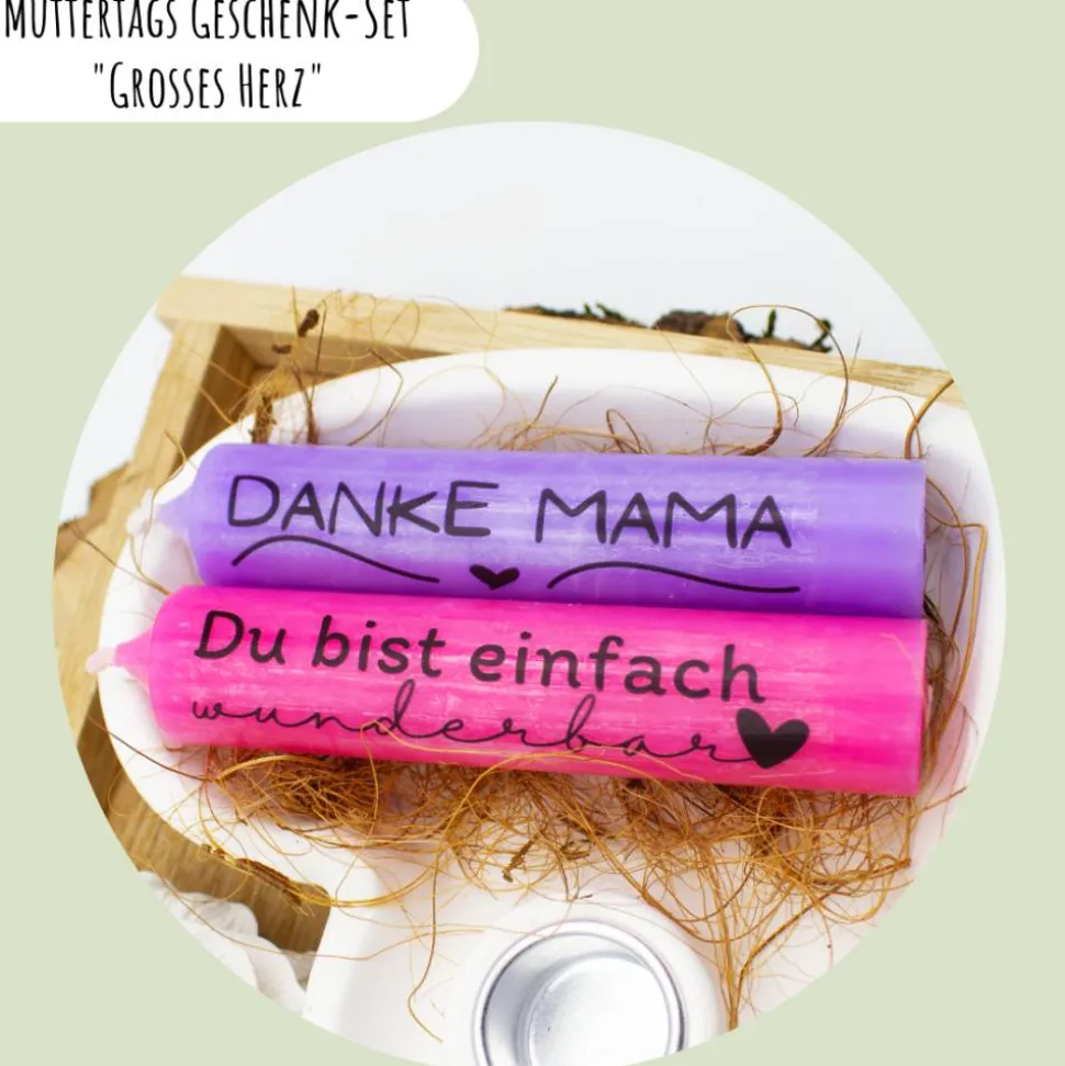 Muttertags Geschenk-Set „Grosses Herz“ | Muttertag | Geschenkidee | Geschenkset | Kerzenhalter | Aufmerksamkeit