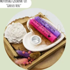 Muttertags Geschenk-Set „Grosses Herz“ | Muttertag | Geschenkidee | Geschenkset | Kerzenhalter | Aufmerksamkeit