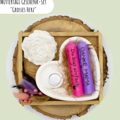 Muttertags Geschenk-Set „Grosses Herz“ | Muttertag | Geschenkidee | Geschenkset | Kerzenhalter | Aufmerksamkeit