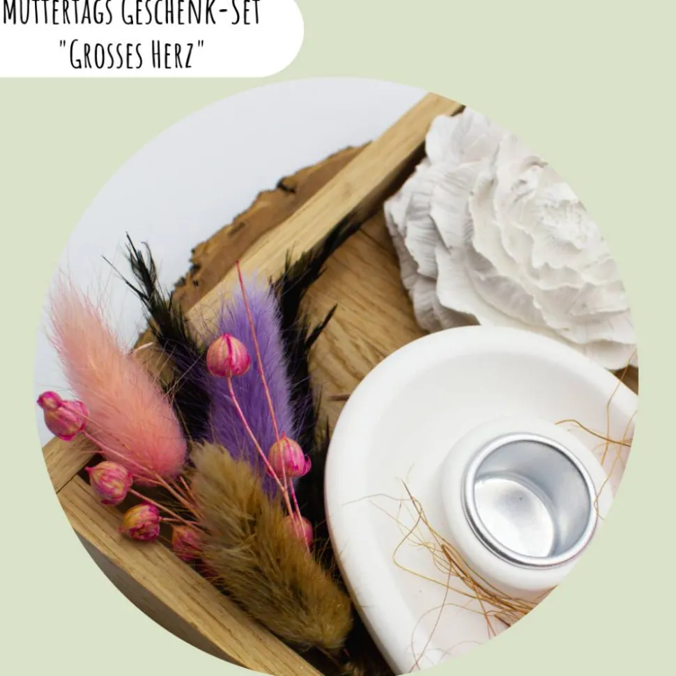Muttertags Geschenk-Set „Grosses Herz“ | Muttertag | Geschenkidee | Geschenkset | Kerzenhalter | Aufmerksamkeit