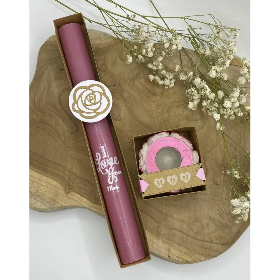 Muttertags Kerze mit Halter | Beton Kerzenständer | Set