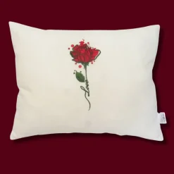 Muttertagsgeschenk Kissen mit roter Rose bestickt Geburtstag Hochzeitstag Valentinstag Rosenkissen