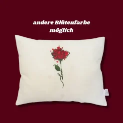 Muttertagsgeschenk Kissen mit roter Rose bestickt Geburtstag Hochzeitstag Valentinstag Rosenkissen