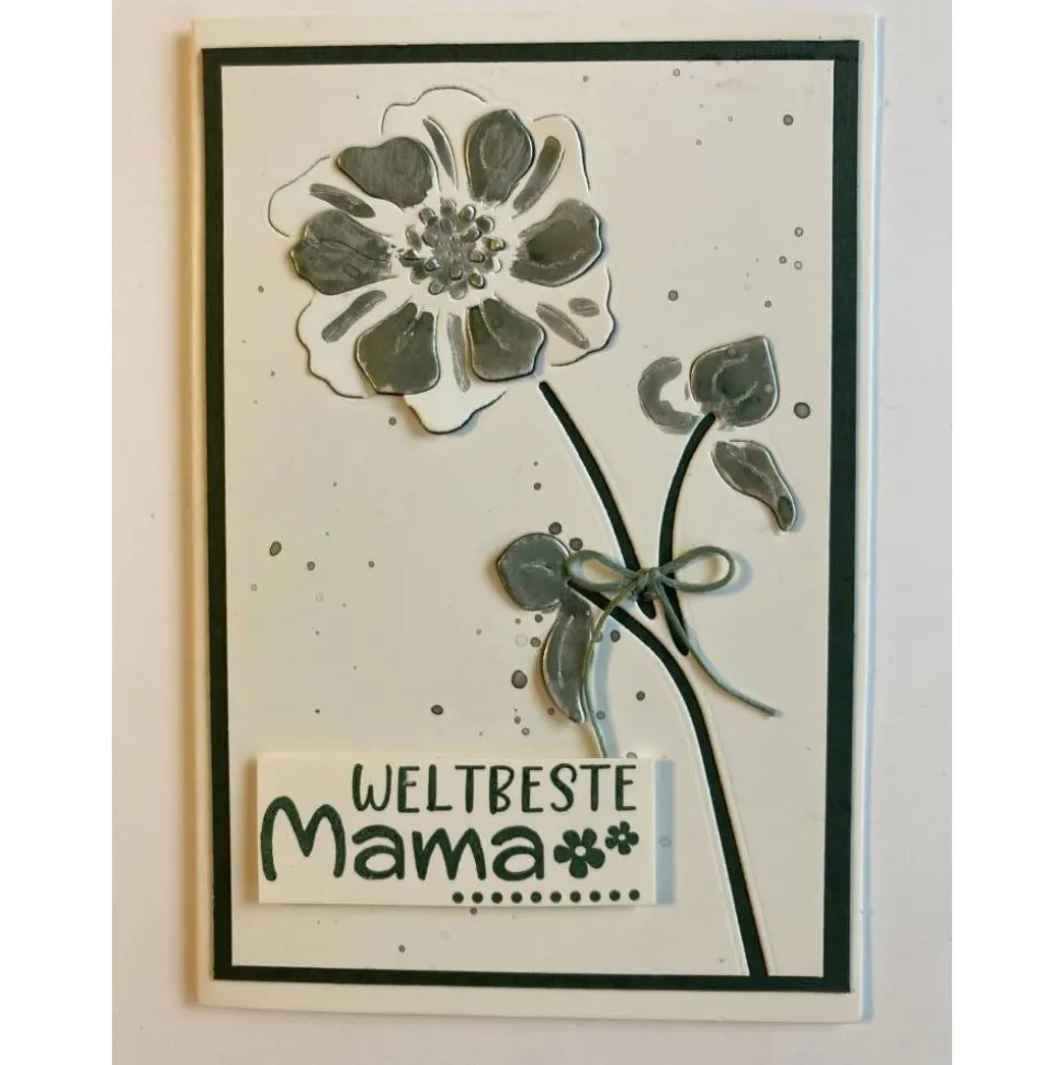 Muttertagskarte 3D mit Blume gefertigt in Handarbeit A6