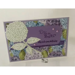 Muttertagskarte  Glückwunschkarte in Flieder mit Hortensien Handgefertigt Stampin'Up! Unikat