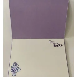 Muttertagskarte  mit Grusstext in Fliederfarbe Handgefertigt