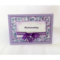 Muttertagskarte  mit Grusstext in Fliederfarbe Handgefertigt