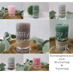 Muttertagskerze - Geschenk "Beste Mama" in Eukalypthus