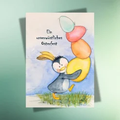 Nachhaltige Osterkarte „Ein unverwüstliches Osterfest“ – DIN A6, Klappkarte oder Postkarte, Kraftpapier