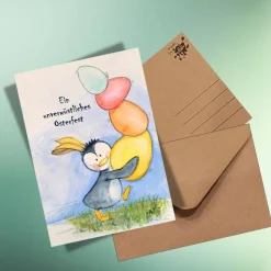 Nachhaltige Osterkarte „Ein unverwüstliches Osterfest“ – DIN A6, Klappkarte oder Postkarte, Kraftpapier