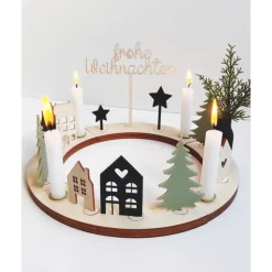 Nachhaltiger Adventskranz aus Holz modern | Weihnachtskranz aus Holz | Adventsdekoration nachhaltig