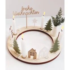 Nachhaltiger Adventskranz aus Holz modern | Weihnachtskranz aus Holz | Adventsdekoration nachhaltig