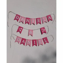 Namensgirlande zur Hochzeit Verlobung Jahrestag Namenskette Wimpelkette Girlande mit Wunschnamen