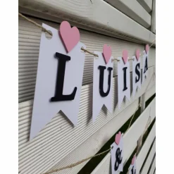 Namensgirlande zur Hochzeit Wimpelkette mit Namen zur Verlobung Jahrestag Fahnengirlande personalisierte Namenskette