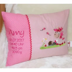 Namenskissen - Geburtskissen - Stickbild und Geburtsdaten - Hülle und Inlett - 30x40 cm