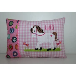 Namenskissen - Kuschelkissen - Pferdchen weiss - 25x35 cm - Taufe - Geburt