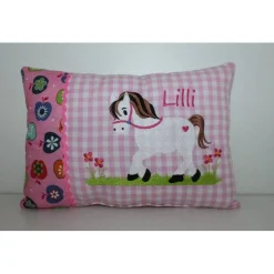 Namenskissen - Kuschelkissen - Pferdchen weiss - 30x40 cm - Taufe - Geburt