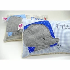 Namenskissen Elefant mit Herz Taufkissen Kuschelkissen Kindergartenkissen Geburtsgeschenk