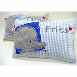 Namenskissen Elefant mit Herz Taufkissen Kuschelkissen Kindergartenkissen Geburtsgeschenk