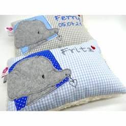 Namenskissen Elefant mit Herz Taufkissen Kuschelkissen Kindergartenkissen Geburtsgeschenk