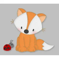 Namenskissen, Kuschelkissen Doodle Stickerei Kleiner Fuchs - Namen & Geburtsdatum 30x30 cm