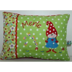 Namenskissen, Kuschelkissen Glückswichtel/Wichteline & Name 25x35 cm, Hülle und Inlett