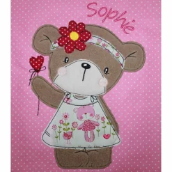 Namenskissen, Kuschelkissen Doodle Stickerei Frühlingsbärli oder Boho Bärli und Namen 40x40 cm, Hülle & Inlett