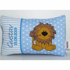 Namenskissen, Kuschelkissen - Löwe Lars - Name & Geburtsdatum - 20x30 cm