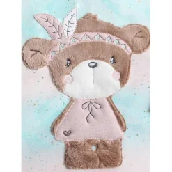 Namenskissen, Kuschelkissen Doodle Stickerei Frühlingsbärli oder Boho Bärli und Namen, 30x30 cm, Hülle & Inlett