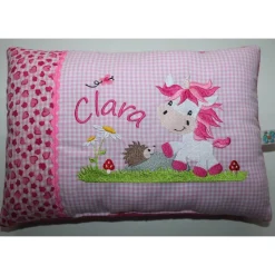 Namenskissen, Kuschelkissen Einhorn mit Igelchen & Name 20x30cm