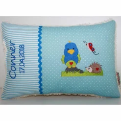 Namenskissen, Kuschelkissen mit Name, Geburtsdatum und Motiv Piep & Igel