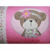 Namenskissen, Kuschelkissen mit niedlichen Frühlingsbär Button und Namen 30x40 cm, Hülle & Inlett