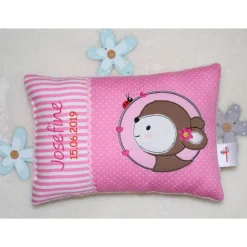 Namenskissen, Kuschelkissen - Button Rehlein - Name & Geburtsdatum - 20x30 cm