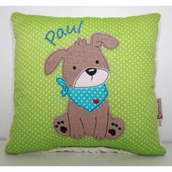 Namenskissen, Kuschelkissen Doodle Stickerei Hund mit Halstuch und Namen 30x30 cm