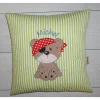 Namenskissen, Kuschelkissen Doodle Stickerei Bärchen "Theo der Pirat" und Namen 40x40 cm, Hülle & Inlett
