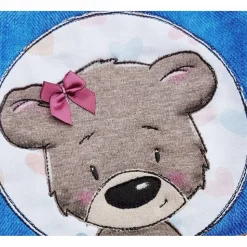 Namenskissen, Kuschelkissen Doodle Stickerei Niedlicher Teddy Button - Namen & Geburtsdatum 30x30 cm