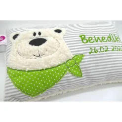 Namenskissen Taufkissen Kuschelkissen Kindergartenkissen Geburtsgeschenk  Teddykissen Bär Eisbär