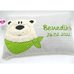Namenskissen Taufkissen Kuschelkissen Kindergartenkissen Geburtsgeschenk  Teddykissen Bär Eisbär