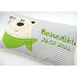 Namenskissen Taufkissen Kuschelkissen Kindergartenkissen Geburtsgeschenk  Teddykissen Bär Eisbär