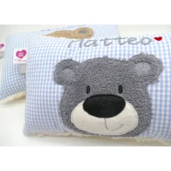Namenskissen Taufkissen Kuschelkissen Kindergartenkissen Geburtsgeschenk  Bär Teddybär Kuschelbär