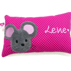 Namenskissen Taufkissen Kuschelkissen Kindergartenkissen Geburtsgeschenk  Schmusekissen Maus Mäuschen Mäuse
