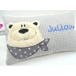 Namenskissen Taufkissen Kuschelkissen Kindergartenkissen Geburtsgeschenk  Bär Eisbär